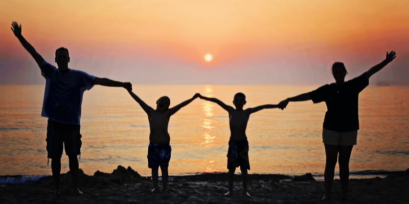 Family Enjoy On Beach