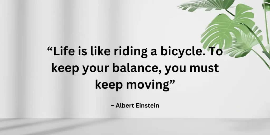 Life is like riding a bicycle. To keep your balance, you must keep moving